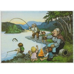 Trollrike - Fisk på kroken - Etter Rolf Lidberg - Postkort