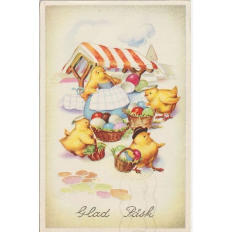 Glad Påsk - Koselig kort med kyllinger - Postkort