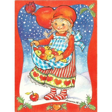 Susanna Hartmann - Nissejente med epler - Postkort