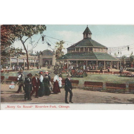 Chicago USA - Merry Go Round - Riverview-Park - USA - Postkort