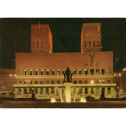 Oslo - Rådhuset ved natt - Postkort