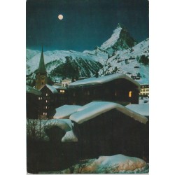 Zermatt - Alte Dorfpartie bei Nach - Sveits - Postkort