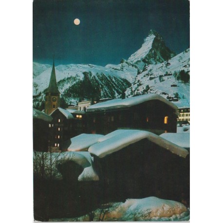 Zermatt - Alte Dorfpartie bei Nach - Sveits - Postkort