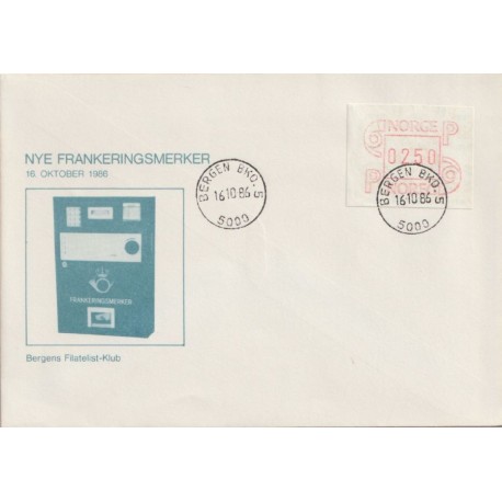 Bergens Filatelist-Klub - Nye Frankeringsmerker 1986 - Brev