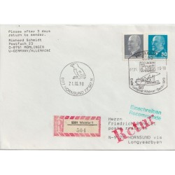Rek DDR-luftpost - Weimar til Hornsund, Svalbard - 1990 - Brev