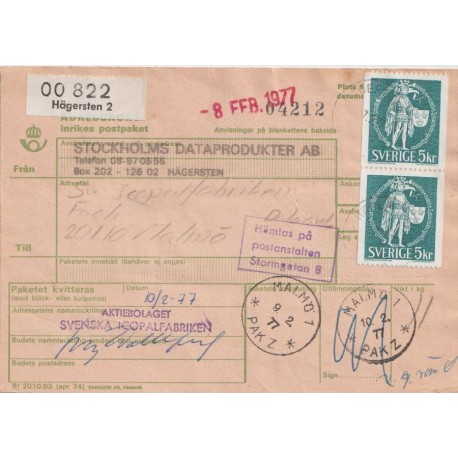 Stockholms Dataprodukter AB - Inrikes postpaket - Brev