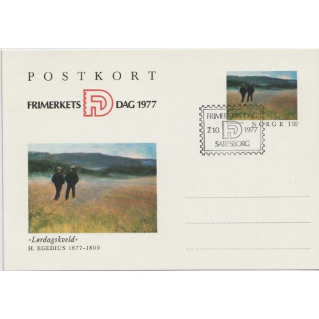 Frimerkets dag 1977 - Postkort - Stemplet Sarpsborg
