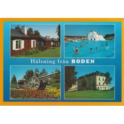 Boden - Kyrkstaden - Björknäsbadet - Regementet - Sverige - Postkort