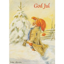 Jenny Nyström - Julenisse med øks - Postkort