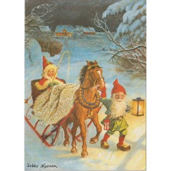 Jenny Nyström - Nisse, hest og slede - Postkort