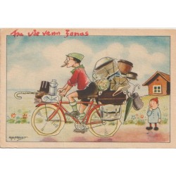 N. Klarqvist - Mann på sykkel - Postkort