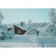 Vinter i Norge - Hytte og skiløper - Postkort