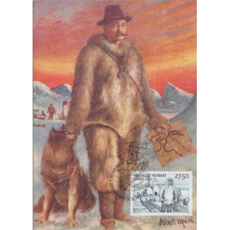 Robert E. Peary - Artwork by Albert Operti - Postkort