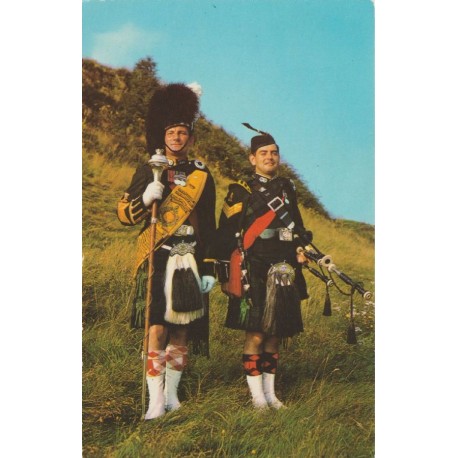 Drum Major and Piper - Argyll and Sutherland - Highlanders - Scotland - Postkort