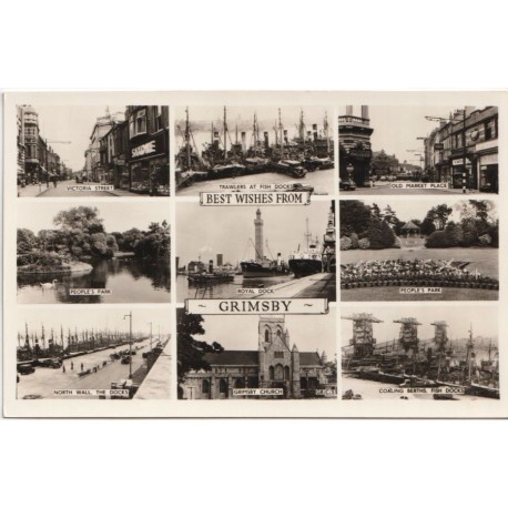Best Wishes from Grimsby - Collage - England - Postkort