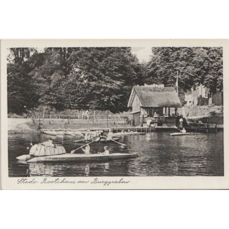 Båthuset ved Burggraben i Stade, Tyskland - Postkort